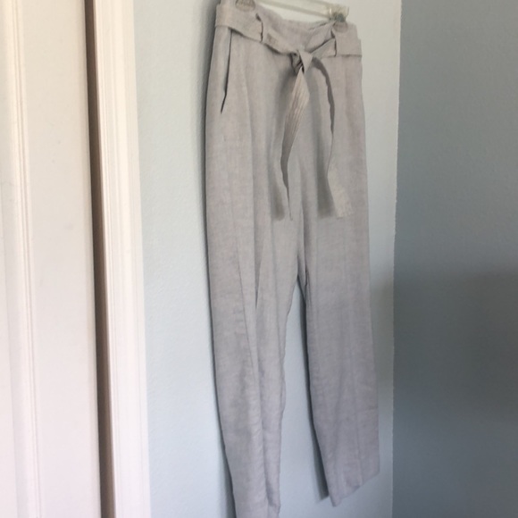 Anne Taylor Loft Grey Belted Linen Blend Career Pants- Size 6 - Picture 5 of 5